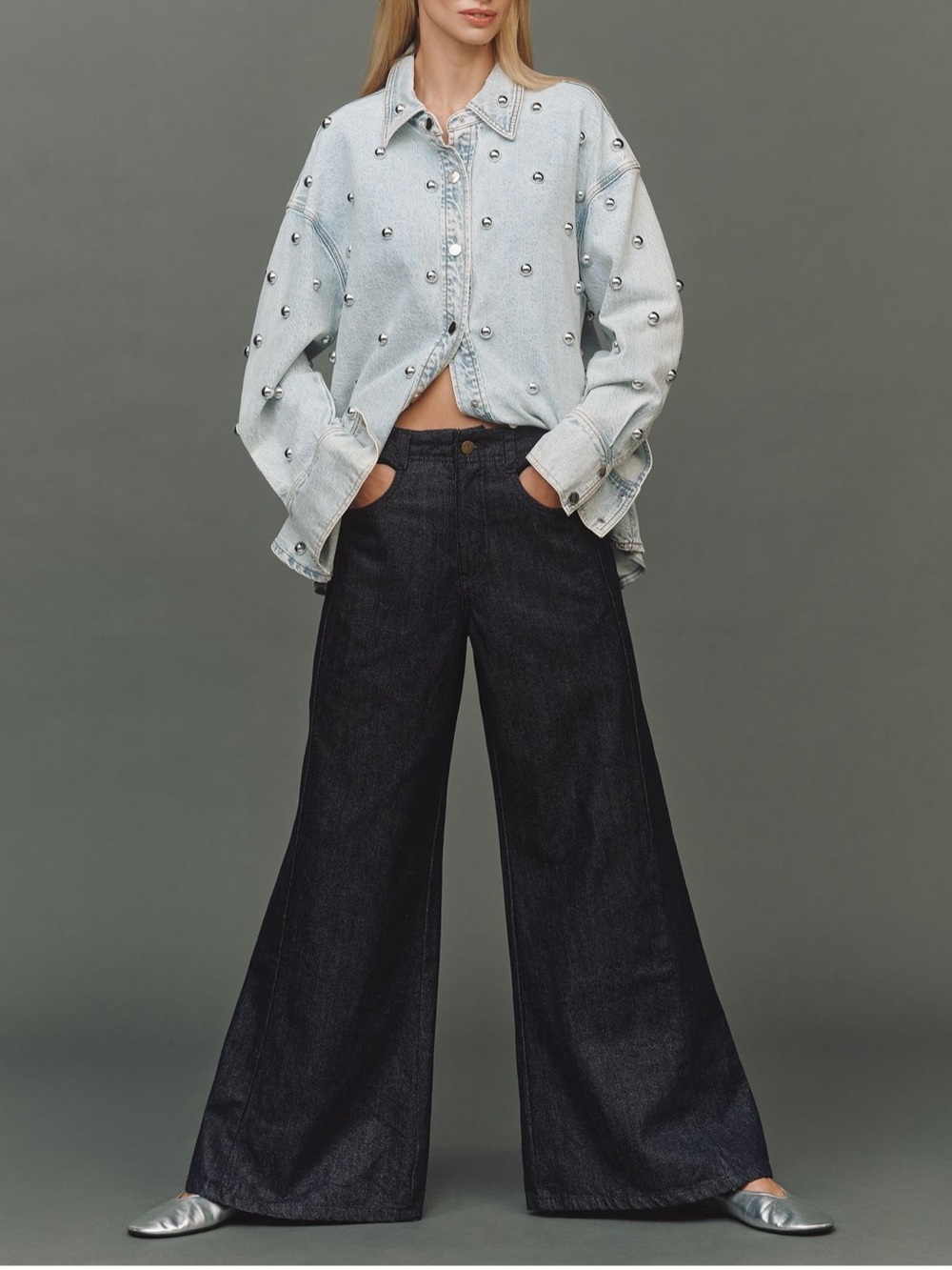 Anthropologie Pilcro Adi Sparkle Mid-Rise Flare Pants